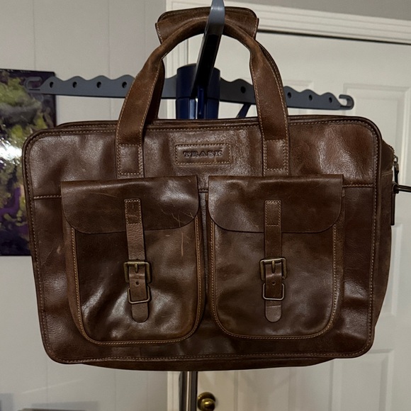 Trask Dark Brown Leather Briefcase